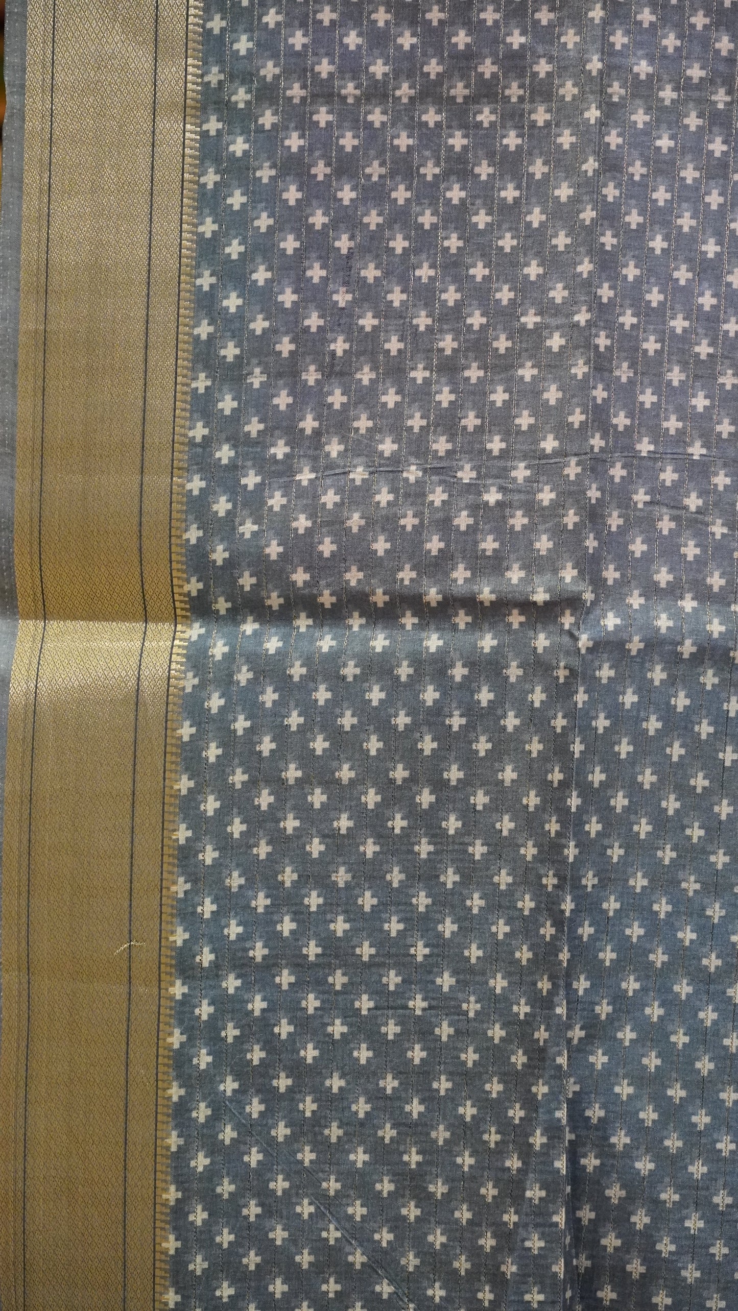 Semi Tussar Saree with Abstract Print - Pink