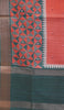 Semi Tussar Saree with Abstract Print - Brick Red thumbnail