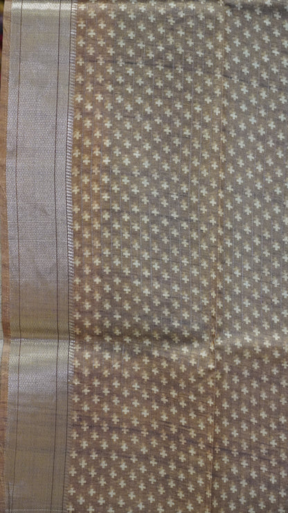 Semi Tussar Saree with Abstract Print - Ramar Green