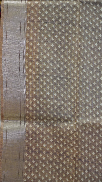 Semi Tussar Saree with Abstract Print - Ramar Green