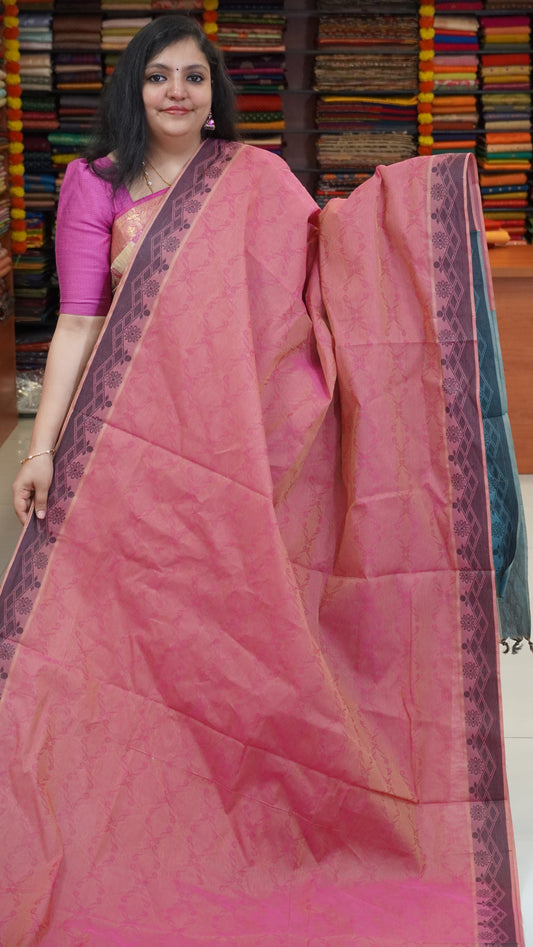 Kota Cotton Saree - Pink