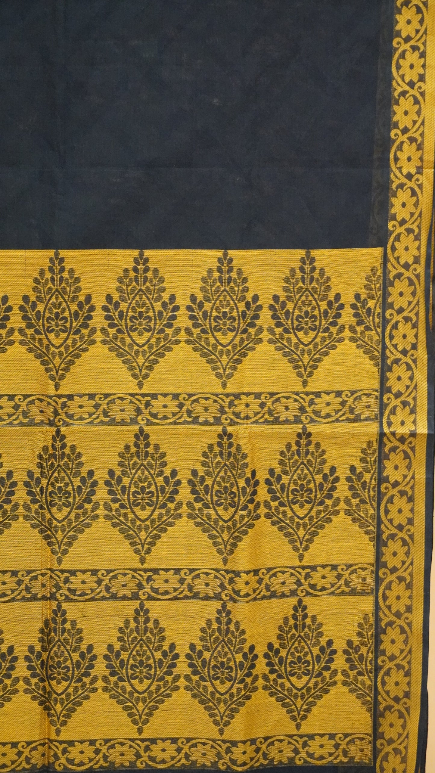 Kota Cotton Saree - Navy Blue