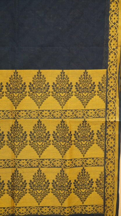 Kota Cotton Saree - Navy Blue