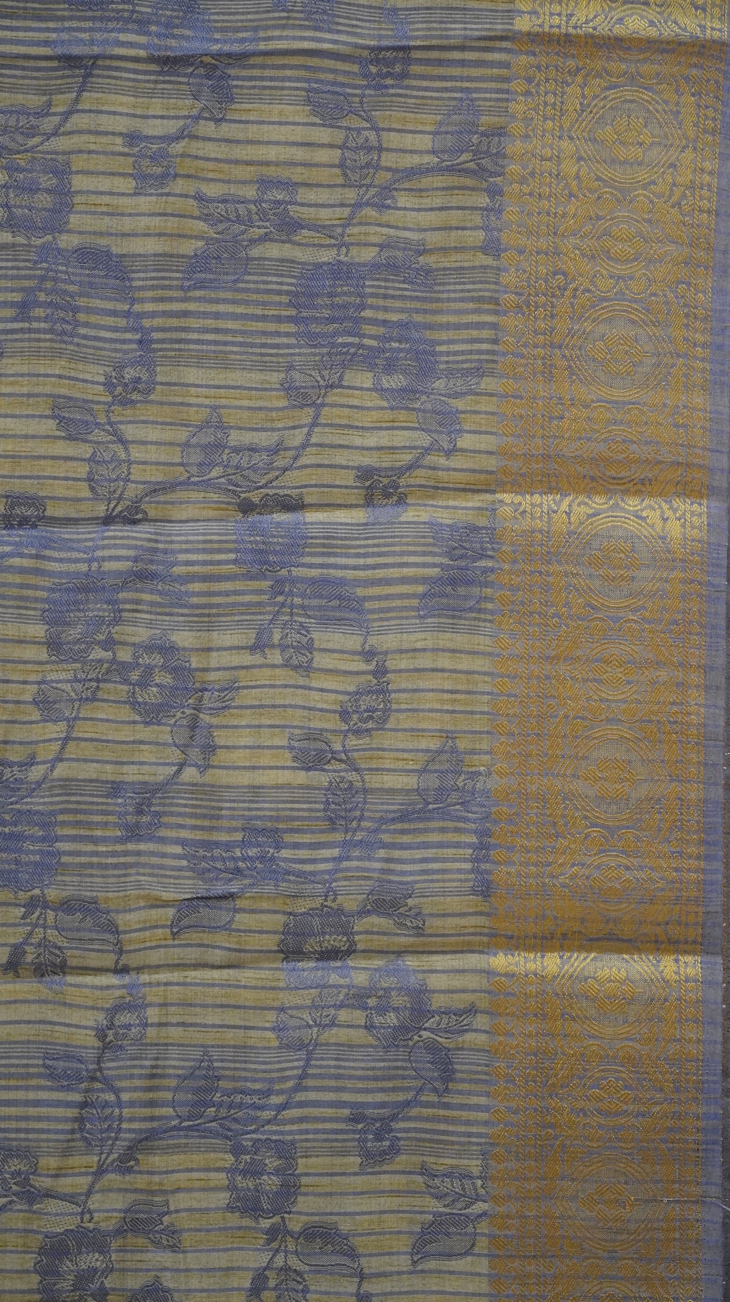 Semi Tussar Saree Embosed Print - Lavendar