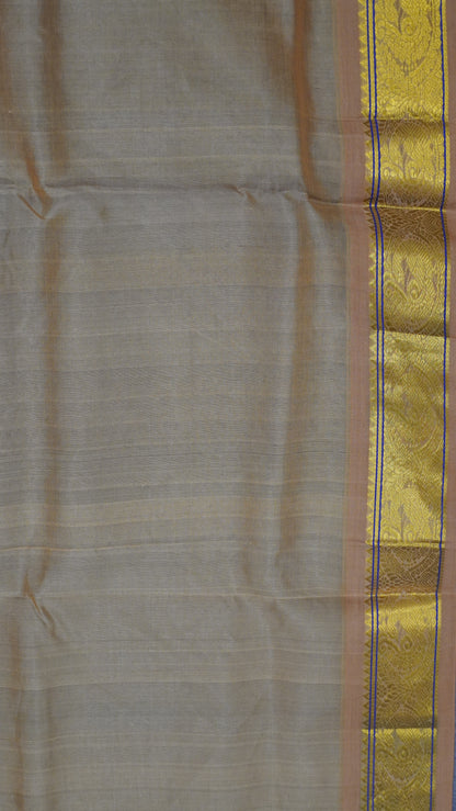 Pure Silk Cotton Saree-Black Lite Brown