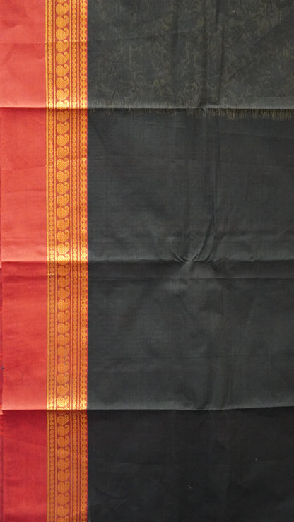 Kanchi Cotton Saree Vanasingaram Black - Maroon