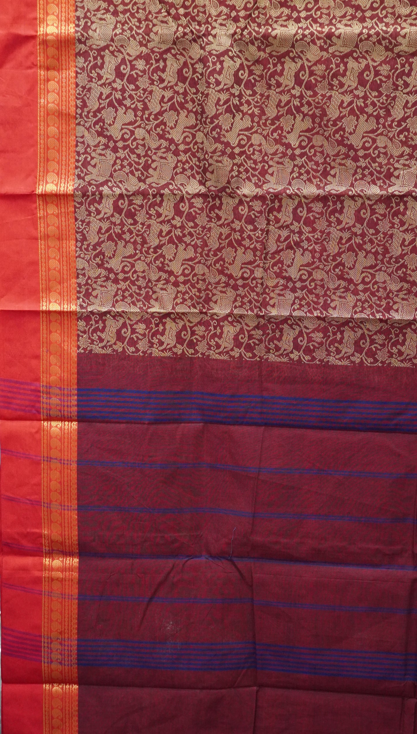 Kanchi Cotton Saree Vanasingaram Maroon