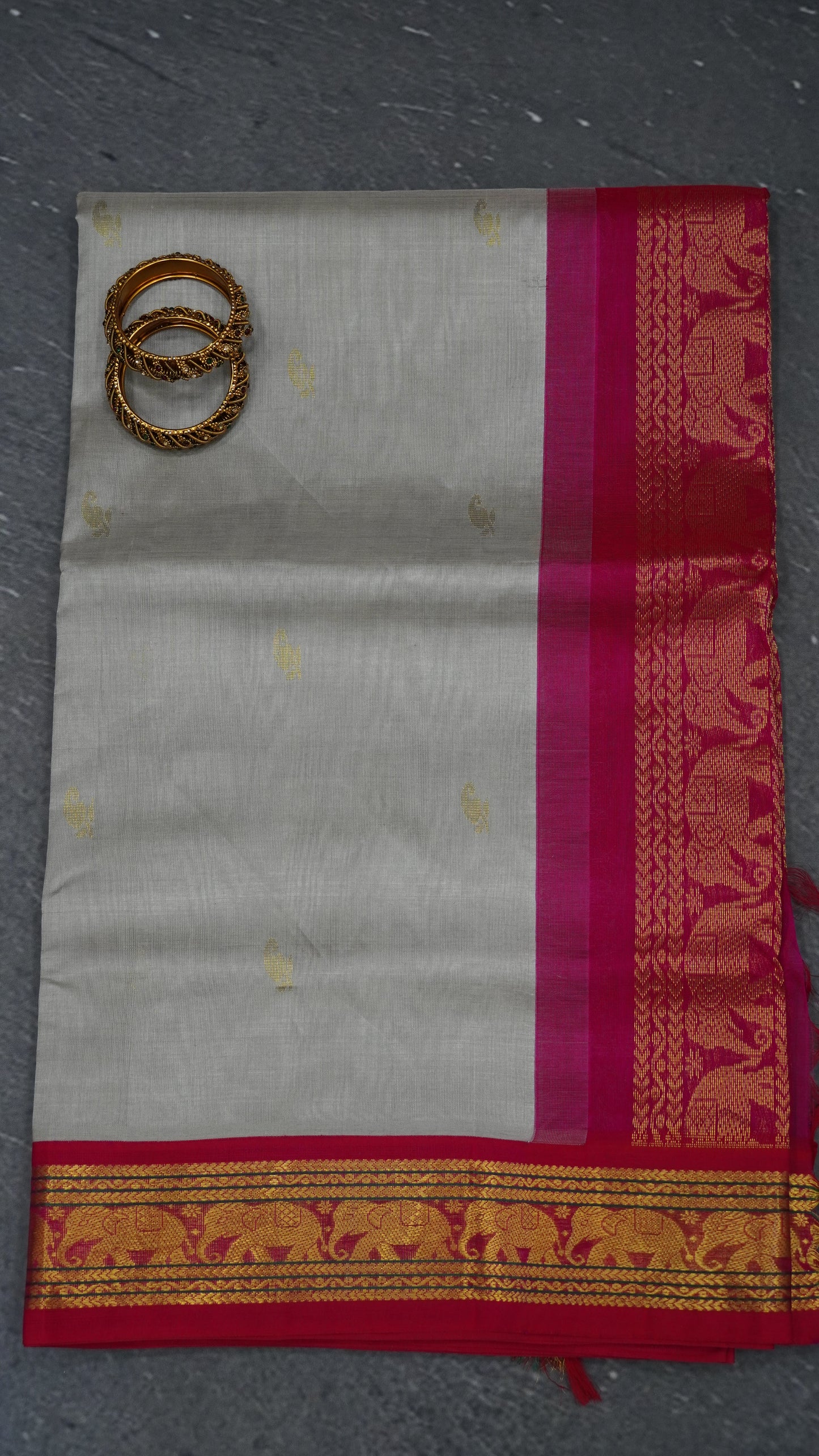 Pure Silk Cotton Saree-Grey Pink