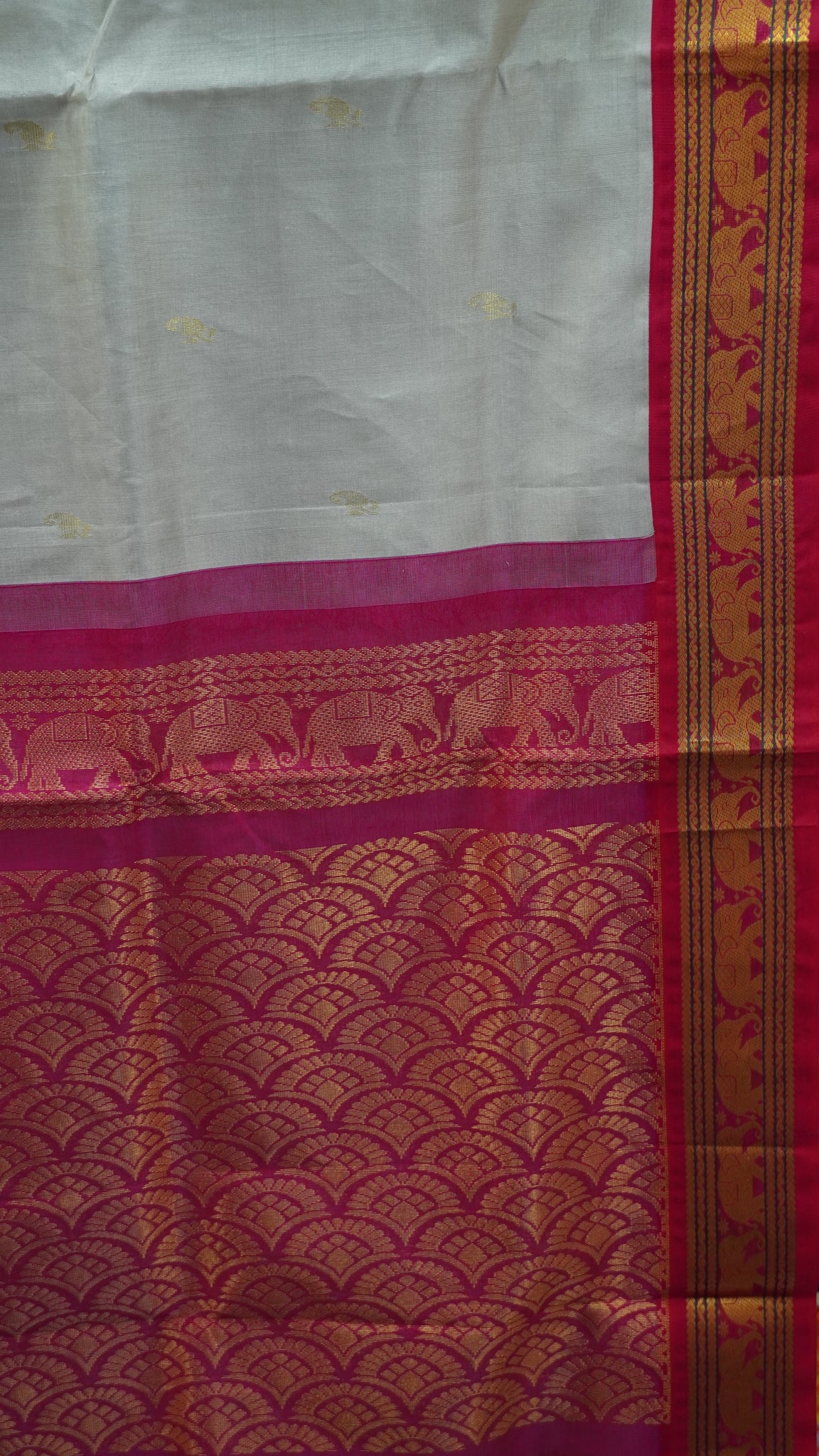 Pure Silk Cotton Saree-Grey Pink