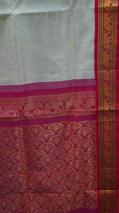 Pure Silk Cotton Saree-Grey Pink