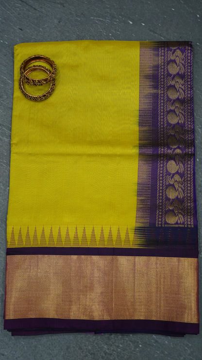 Pure Silk Cotton Saree-Mehandi Green