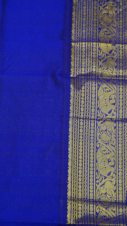 Pure Silk Cotton Saree-Off White Voilet