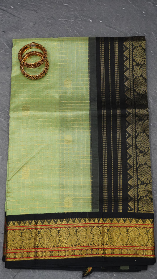Pure Silk Cotton Saree-Pista Green