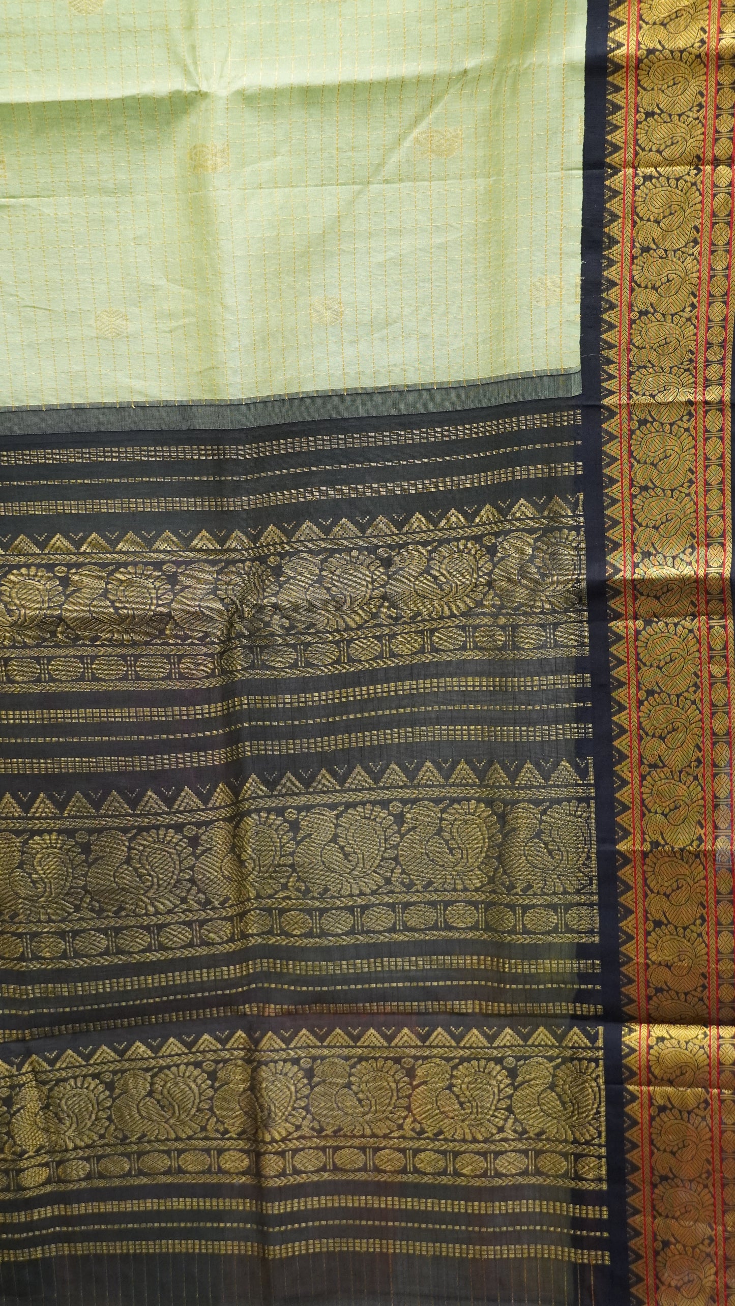 Pure Silk Cotton Saree-Pista Green