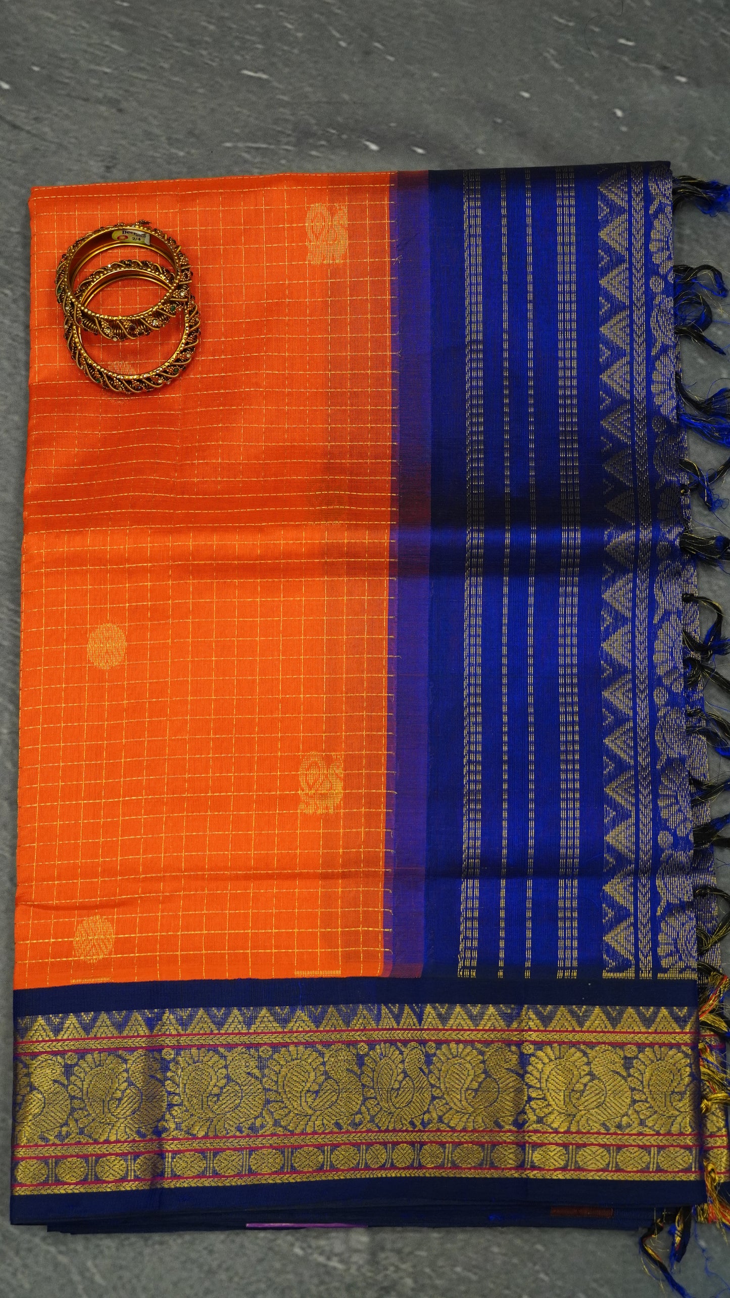 Pure Silk Cotton Saree-Bright Orange