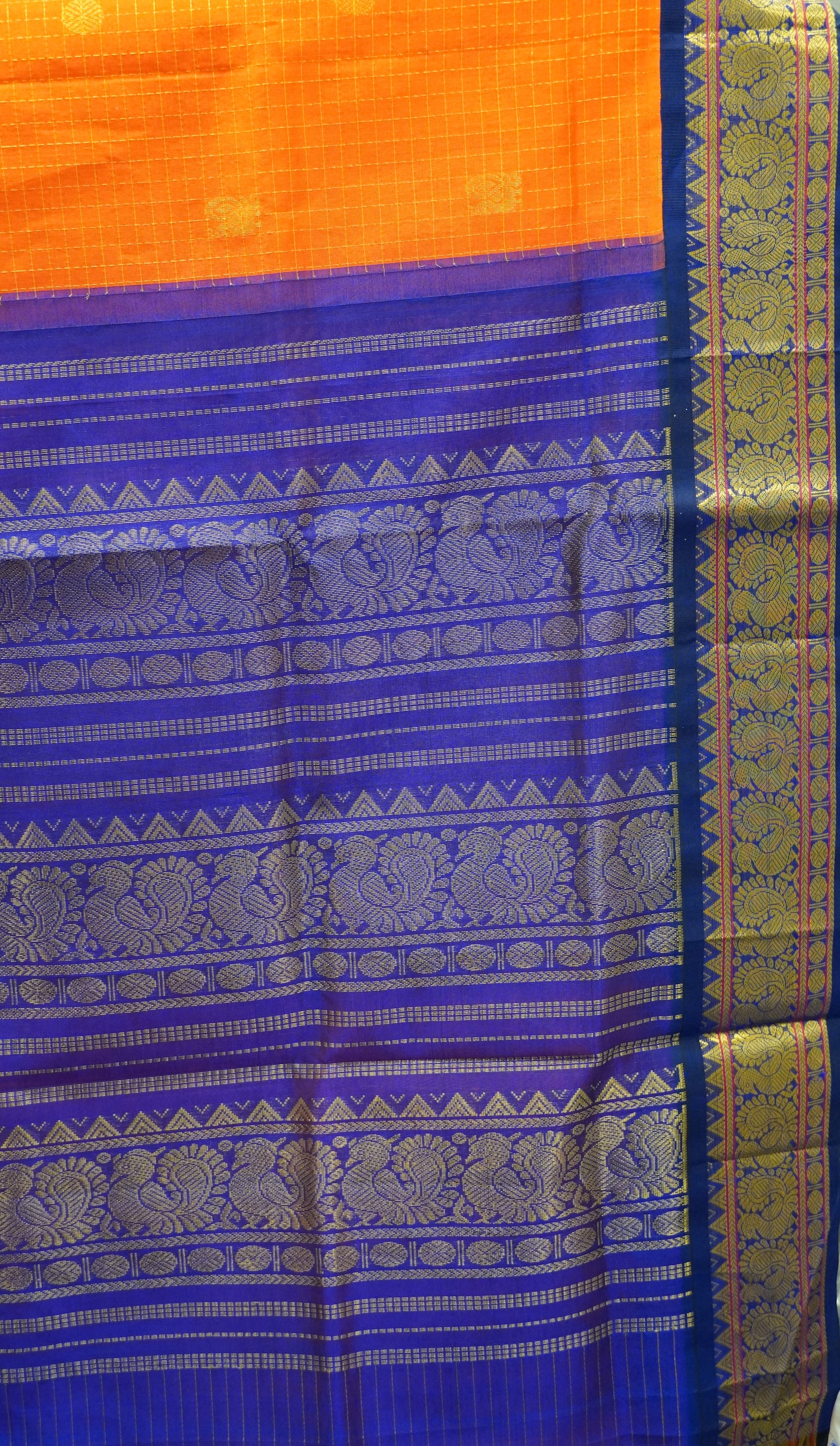 Pure Silk Cotton Saree-Bright Orange