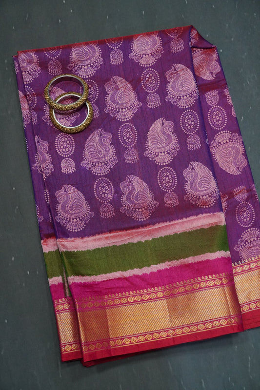 Semi Patola Saree - Magenta