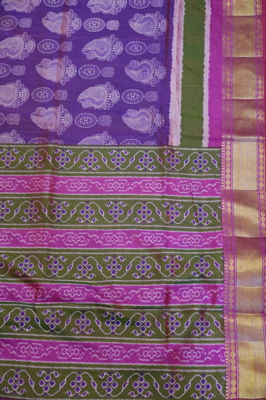 Semi Patola Saree - Magenta