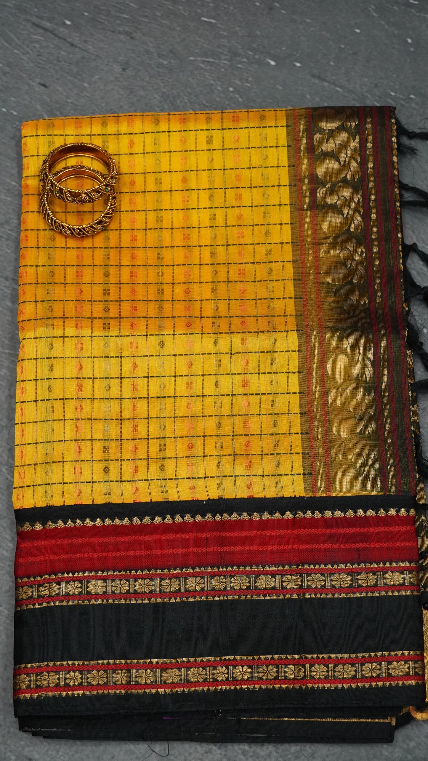 Pure Silk Cotton Saree-Mustard