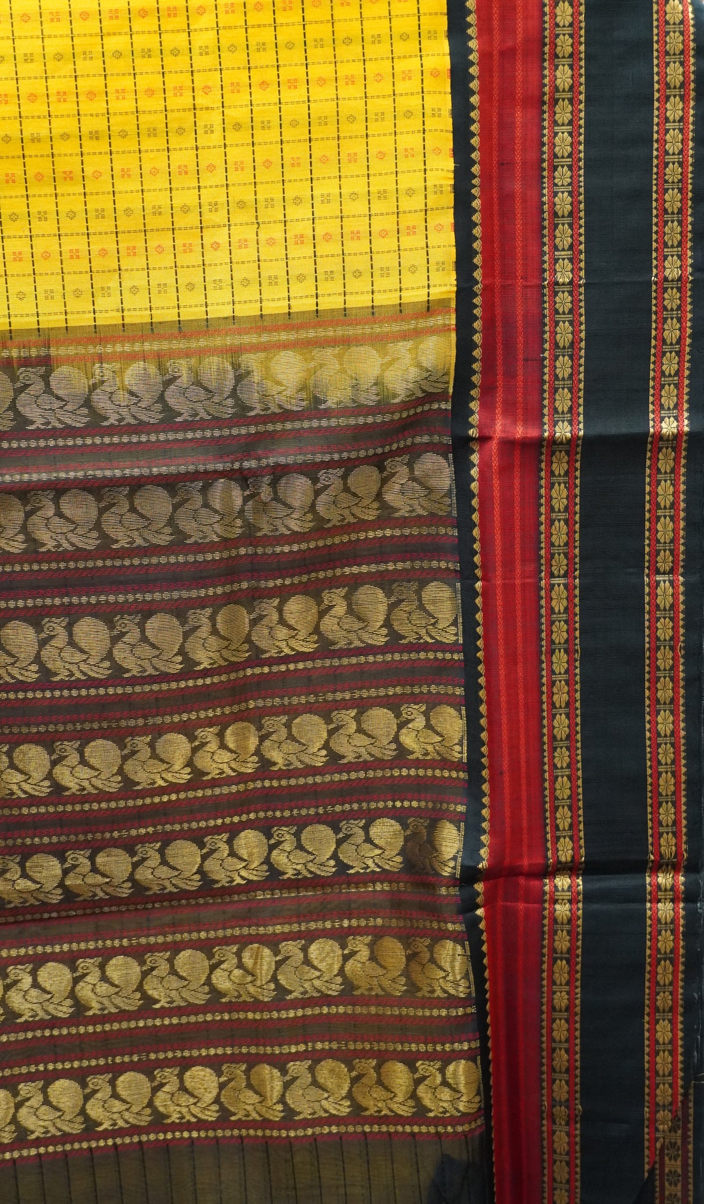 Pure Silk Cotton Saree-Mustard