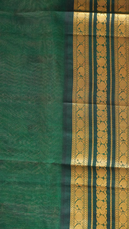 Pure Silk Cotton Saree-Elachi Green
