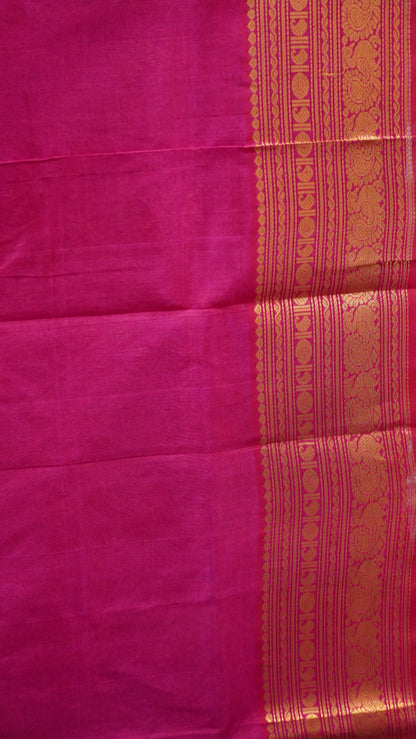 Pure Silk Cotton Saree-Green Pink