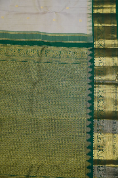 Pure Silk Saree - Cream - Green