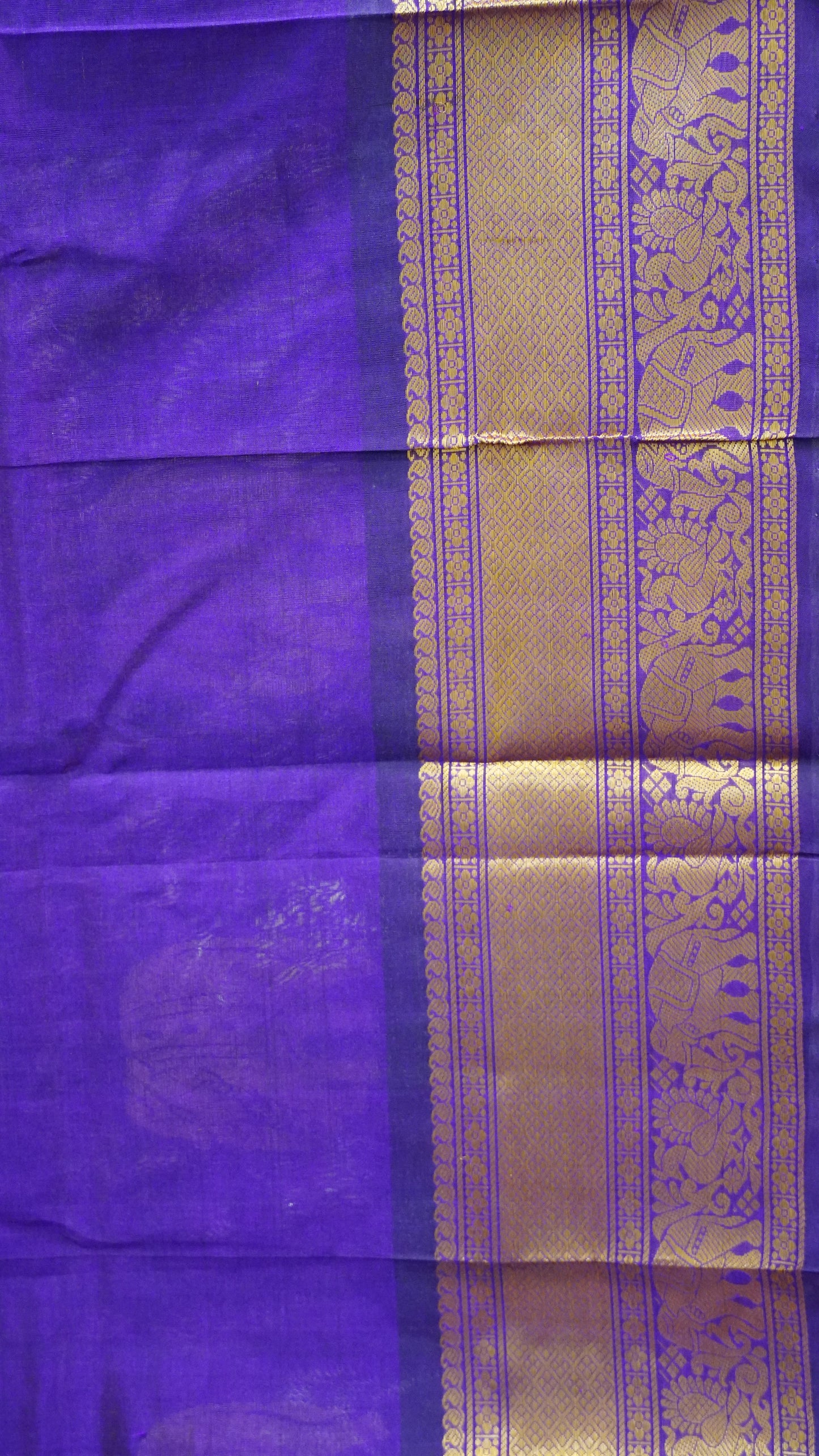 Pure Silk Cotton Saree-Purple Elephant