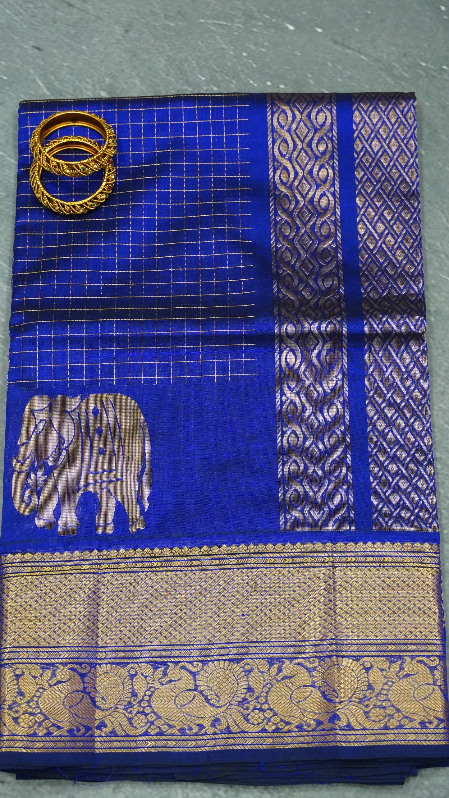 Pure Silk Cotton Saree-Royal Blue