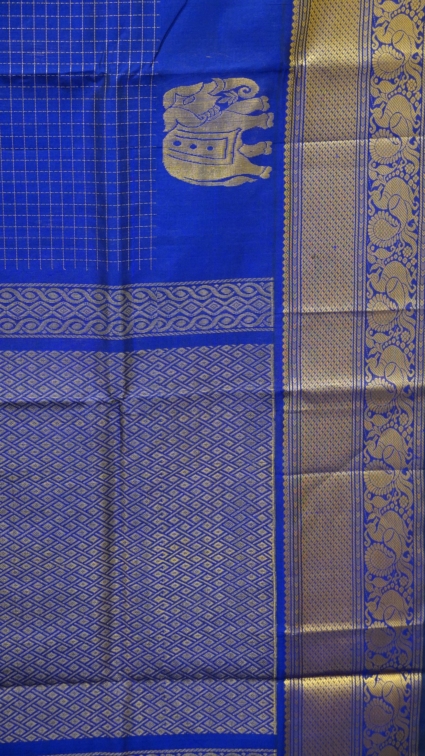 Pure Silk Cotton Saree-Royal Blue