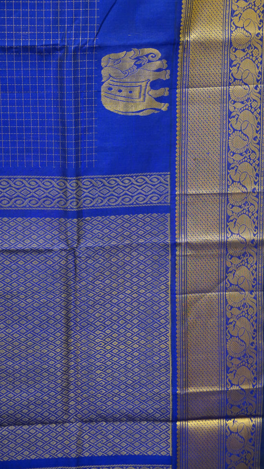 Pure Silk Cotton Saree-Royal Blue