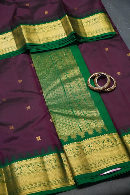 Pure Silk Saree - Wine - Green
