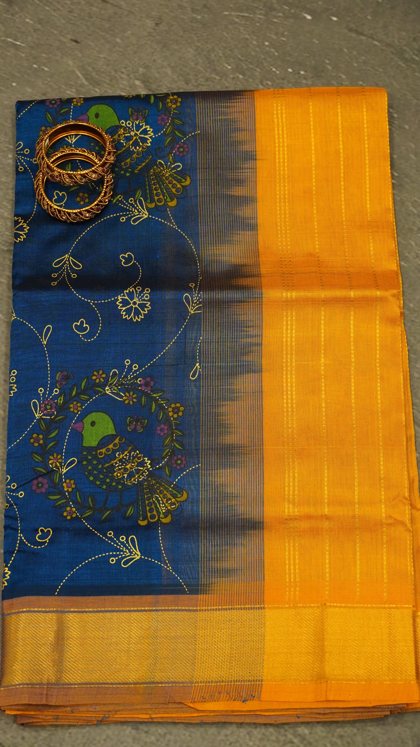 Pure Silk Cotton Saree-Peacock Blue