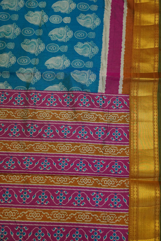 Semi Patola Saree - Sky Blue