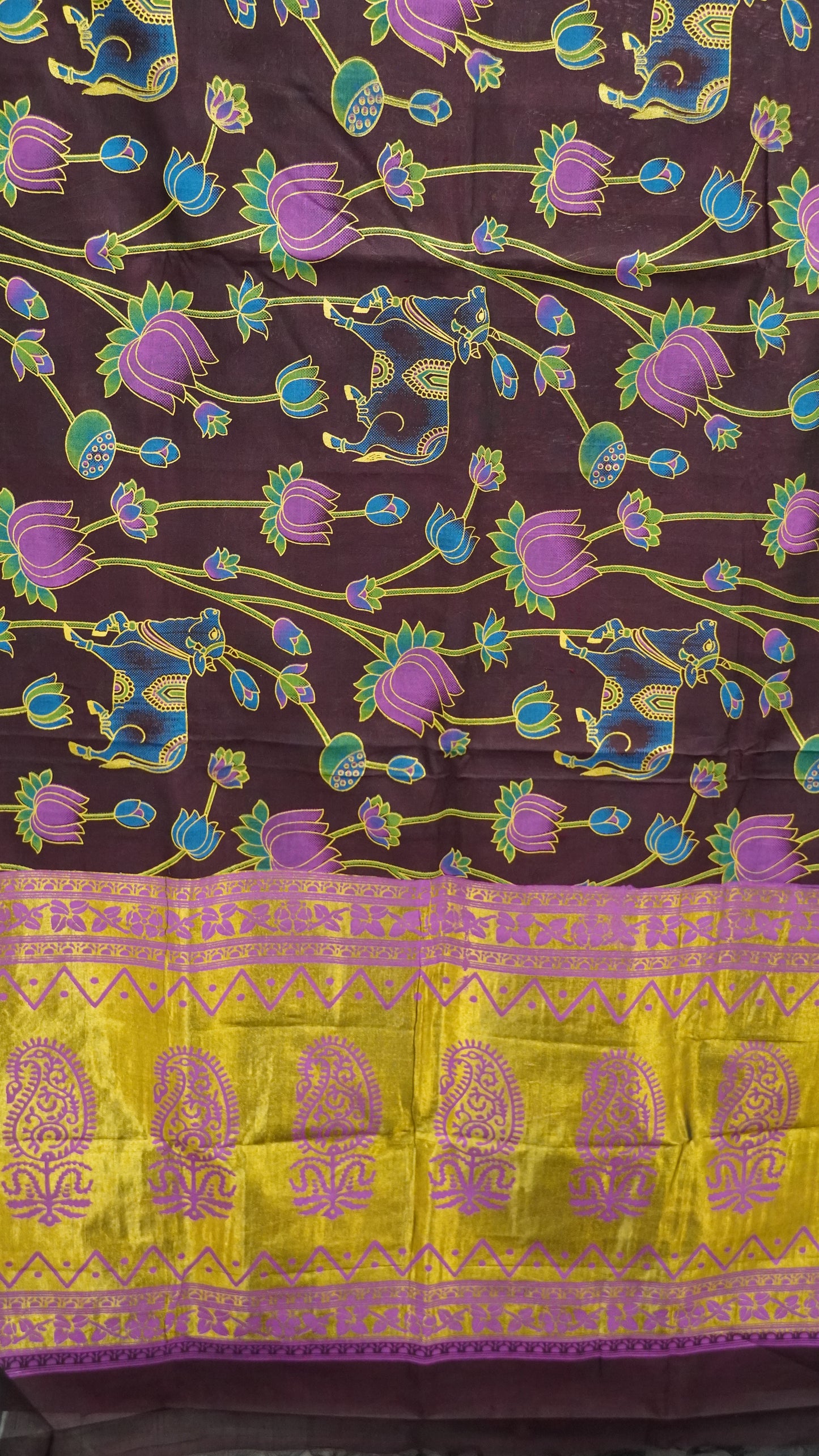 Pure Silk Cotton Saree-Dark Arakku