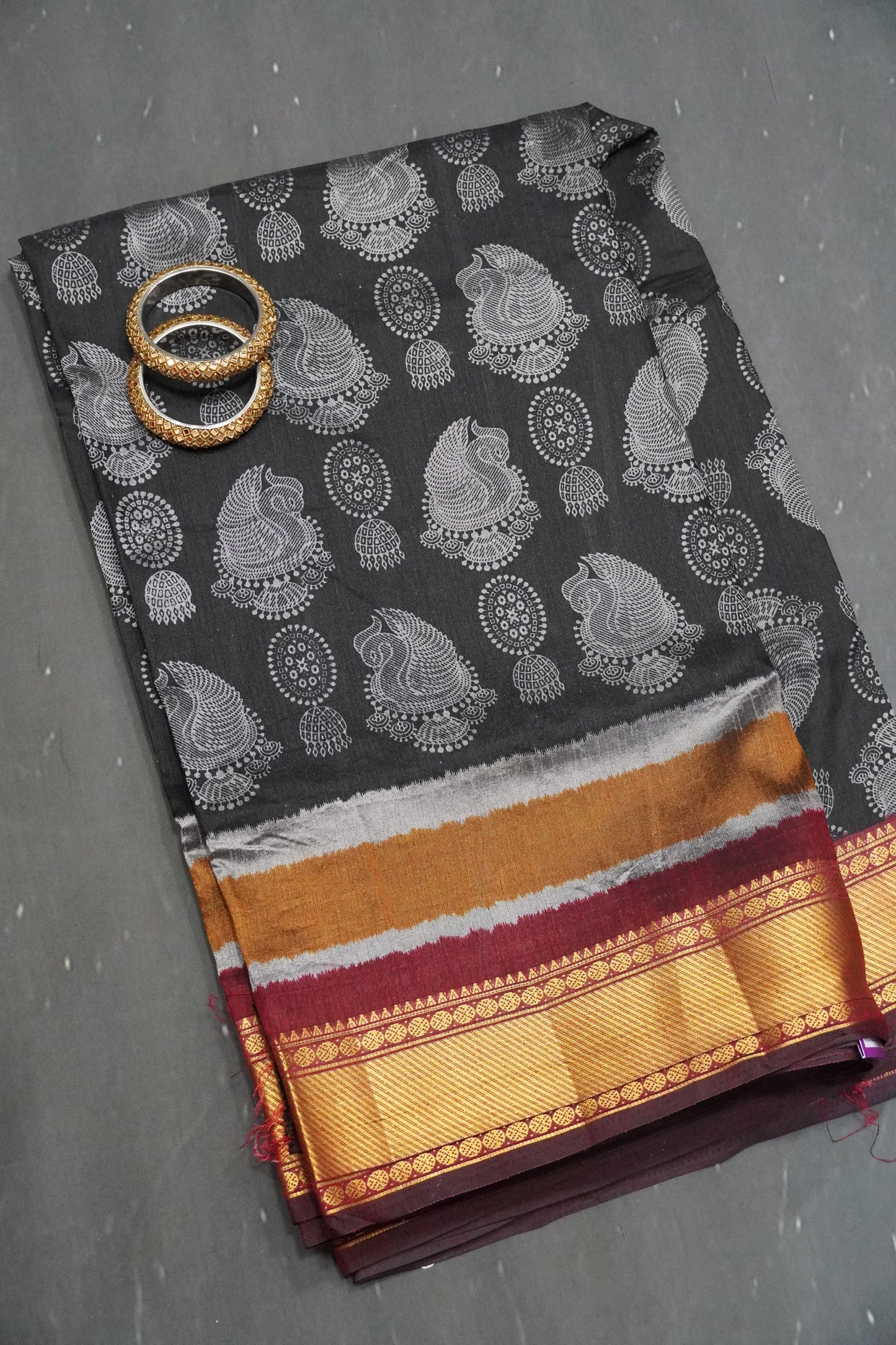 Semi Patola Saree - Black