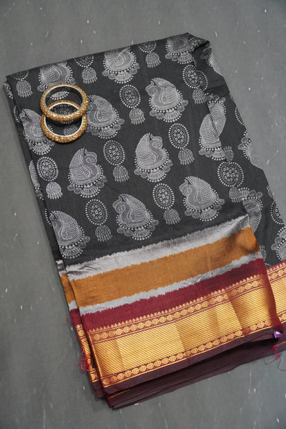 Semi Patola Saree - Black