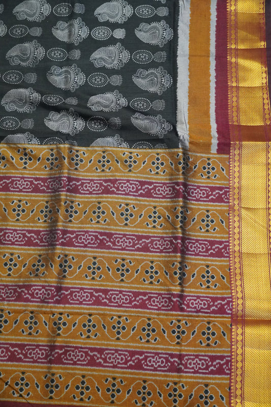 Semi Patola Saree - Black