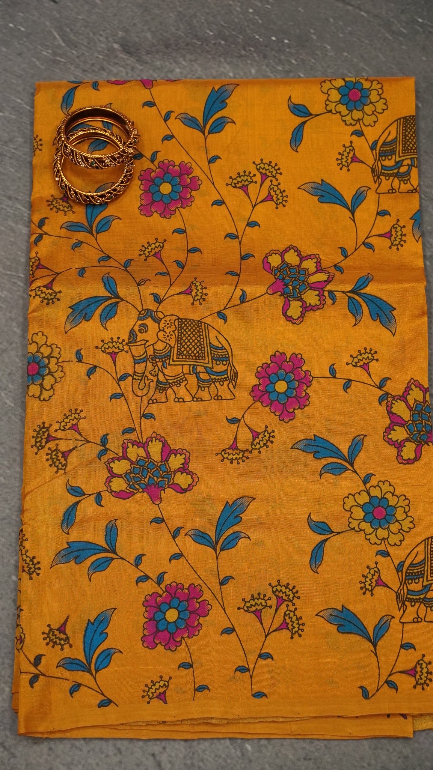 Pure Silk Cotton Saree-Mustard