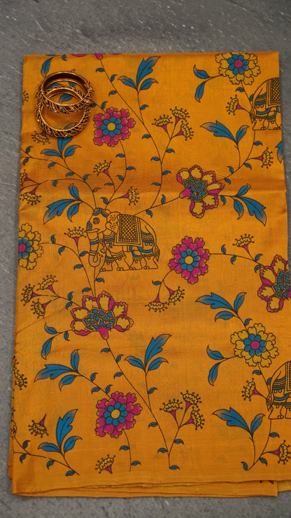 Pure Silk Cotton Saree-Mustard