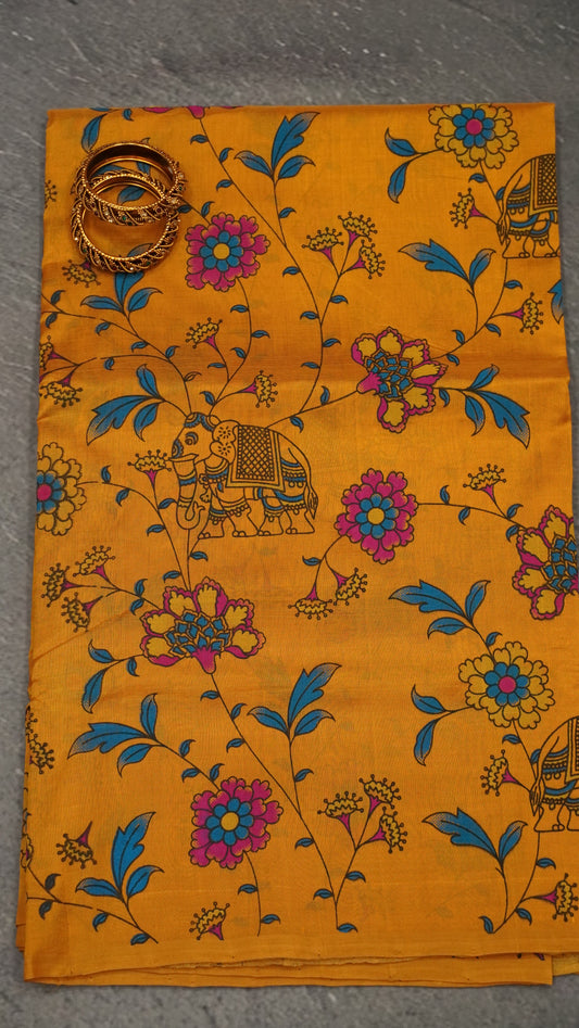 Pure Silk Cotton Saree-Mustard