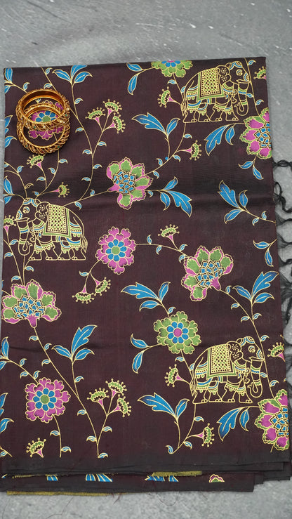 Pure Silk Cotton Saree-Dark Maroon