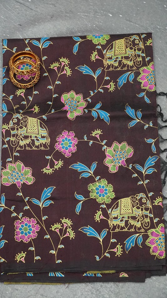 Pure Silk Cotton Saree-Dark Maroon
