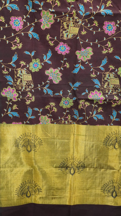 Pure Silk Cotton Saree-Dark Maroon