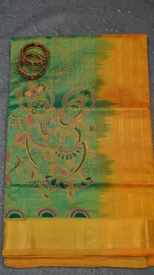 Pure Silk Cotton Saree-Green