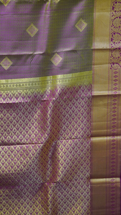 Pure Kanjivaram Silk Saree -Green-Magenta