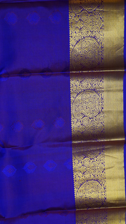 Pure Kanjivaram Silk Saree -Dark green-Voilet
