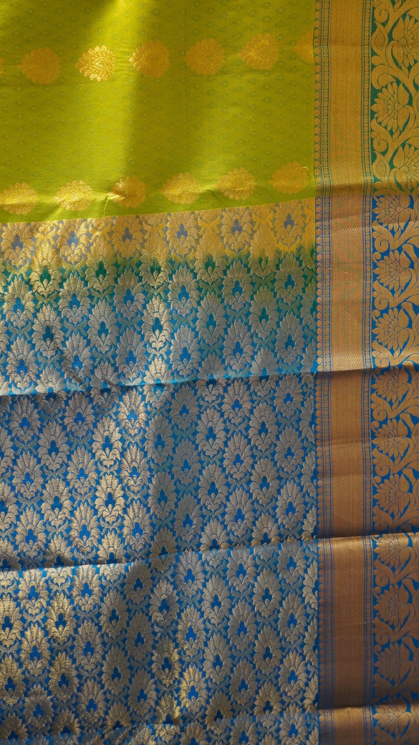 Pure Kanjivaram Silk Saree -Mehandi Green-Blue