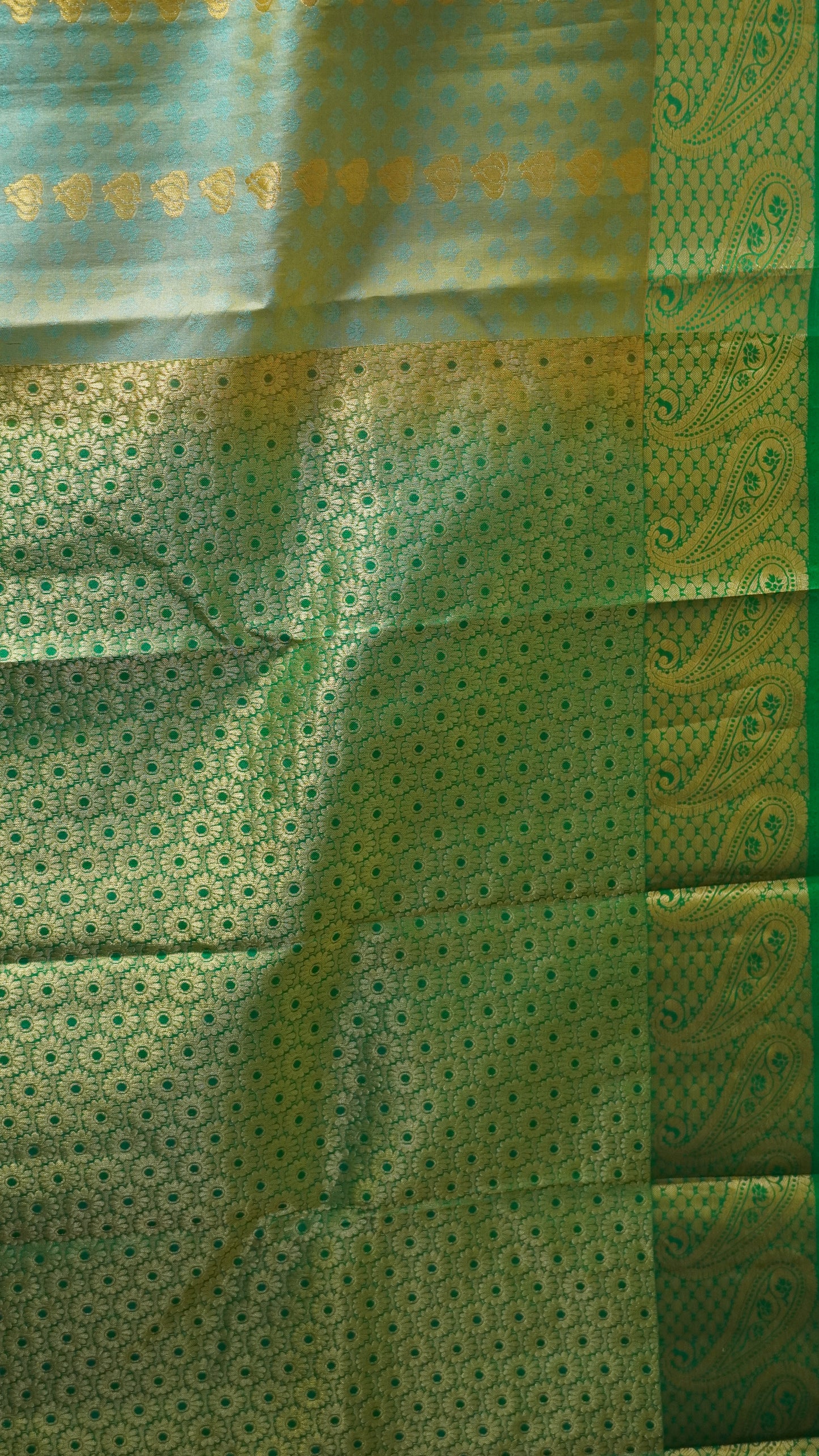 Pure Kanjivaram Silk Saree -Beige-Green