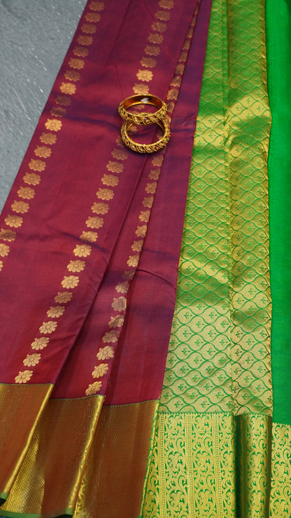 Pure Kanjivaram Silk Saree -Arakku-Green